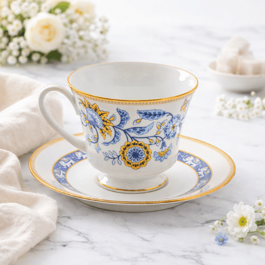 Noritake Tusker Blue 12 pieces Tea Cup Saucer Set – Bhawani