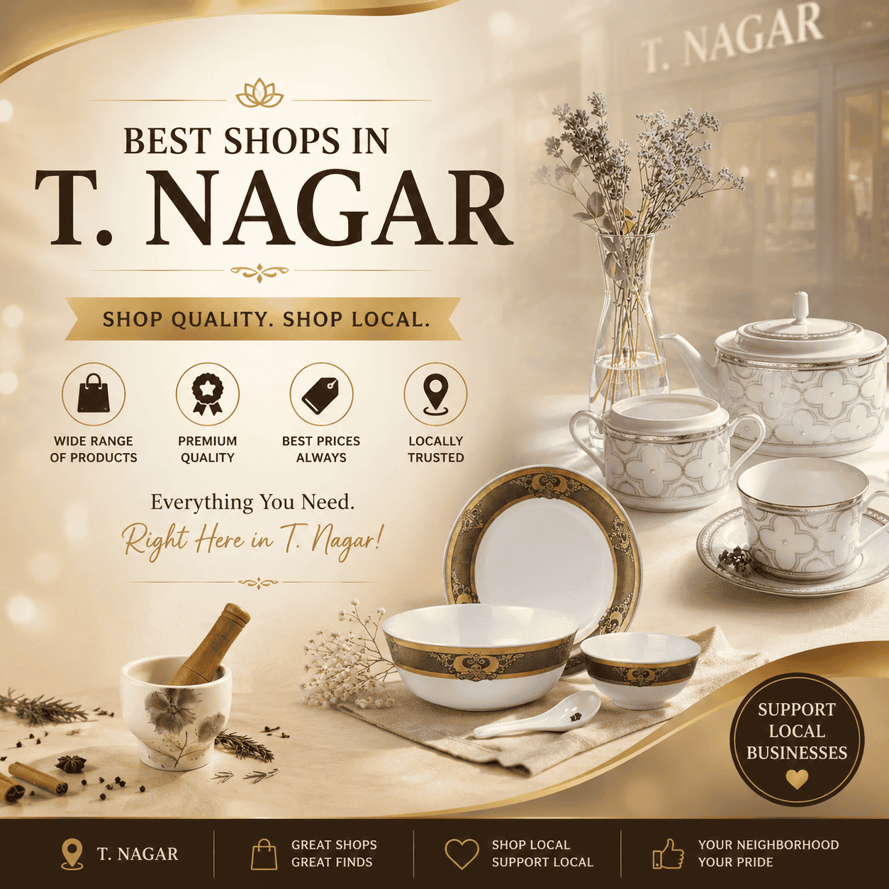 Best Shops in T. Nagar featuring premium Noritake tea set, elegant dinnerware collection, and ceramic mortar and pestle at Bhawani Corner Glassware Pvt Ltd in Chennai.