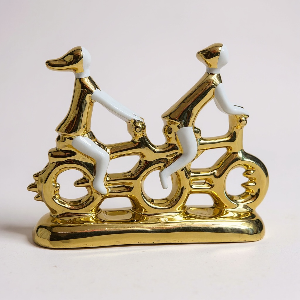 Golden Duo Cycling Figurine