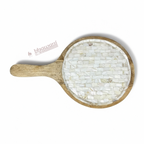 Handcrafted Wooden Serving Bat with Mother-of-Pearl Inlay