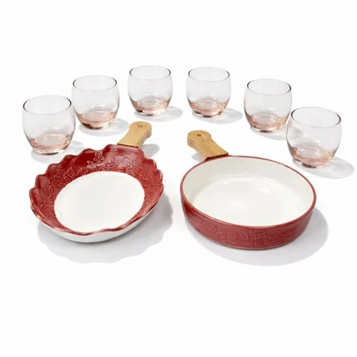 Bhavya Blush Serveware & Glass Set – 8-Piece Celebration Collection