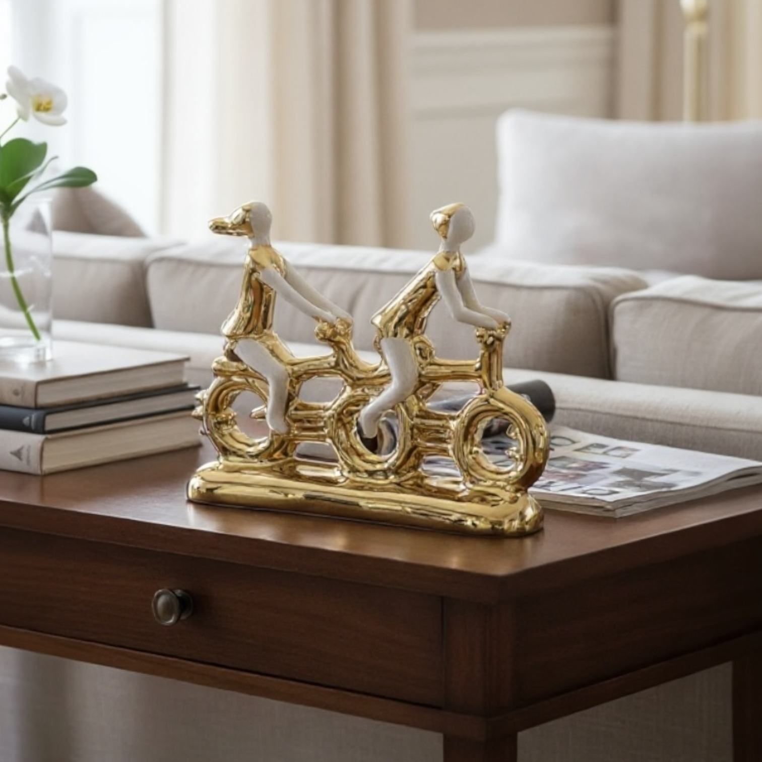 Golden Duo Cycling Figurine