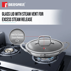 Bergner Argent Samsara TriPly Stainless Steel Appachetty with Glass Lid – 21cm