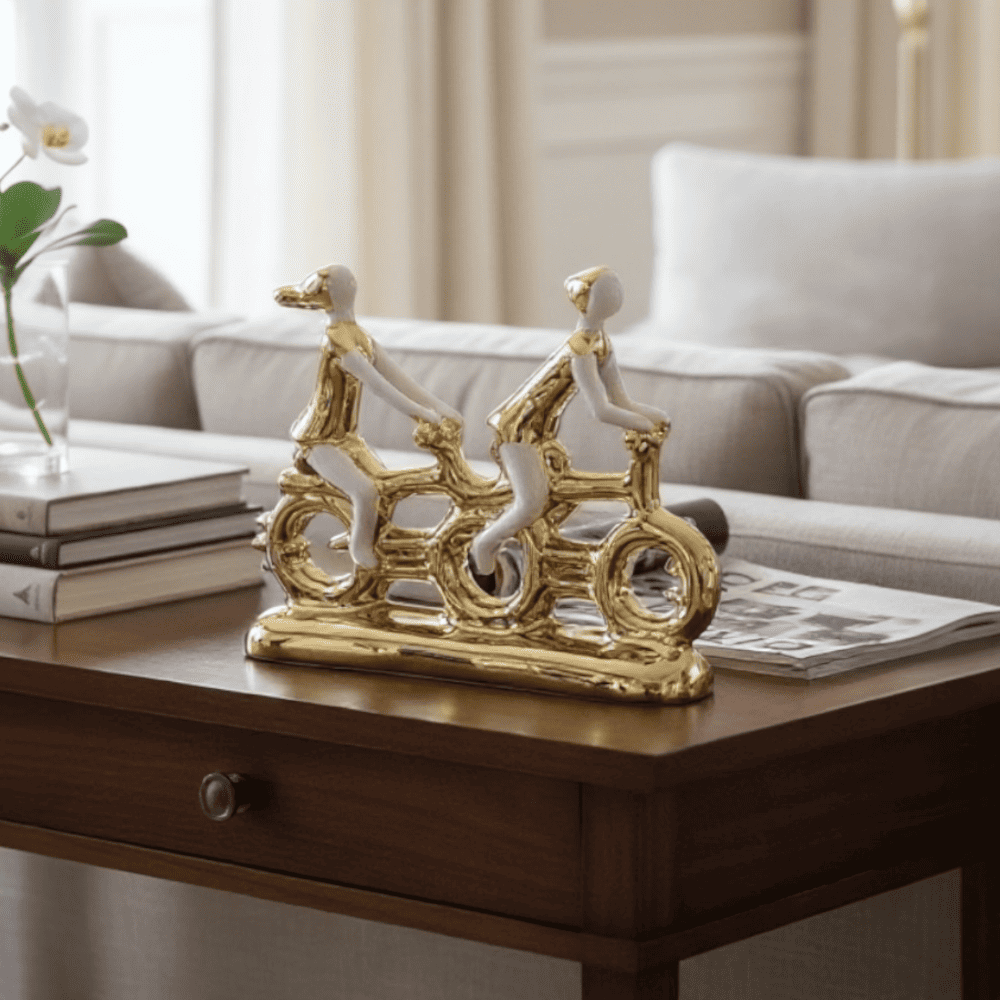 Golden Duo Cycling Figurine