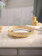 Empress German Silver round tray with handle