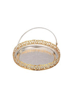 Empress German Silver round tray with handle