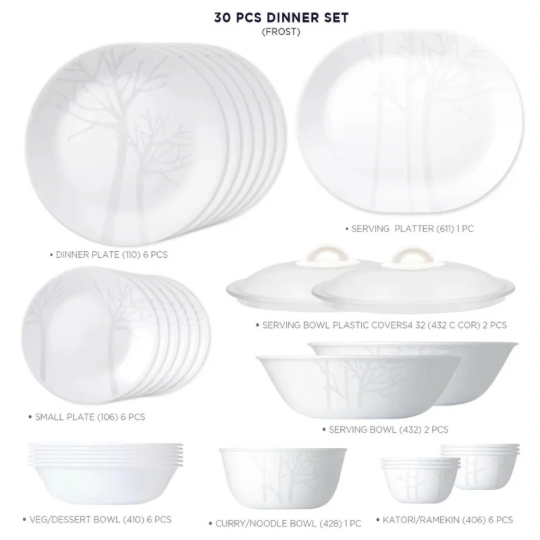 Corelle Frost 30 pieces Dinner Set