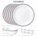 Corelle Double Ring Red & Blue 14 Piece Dinner Set