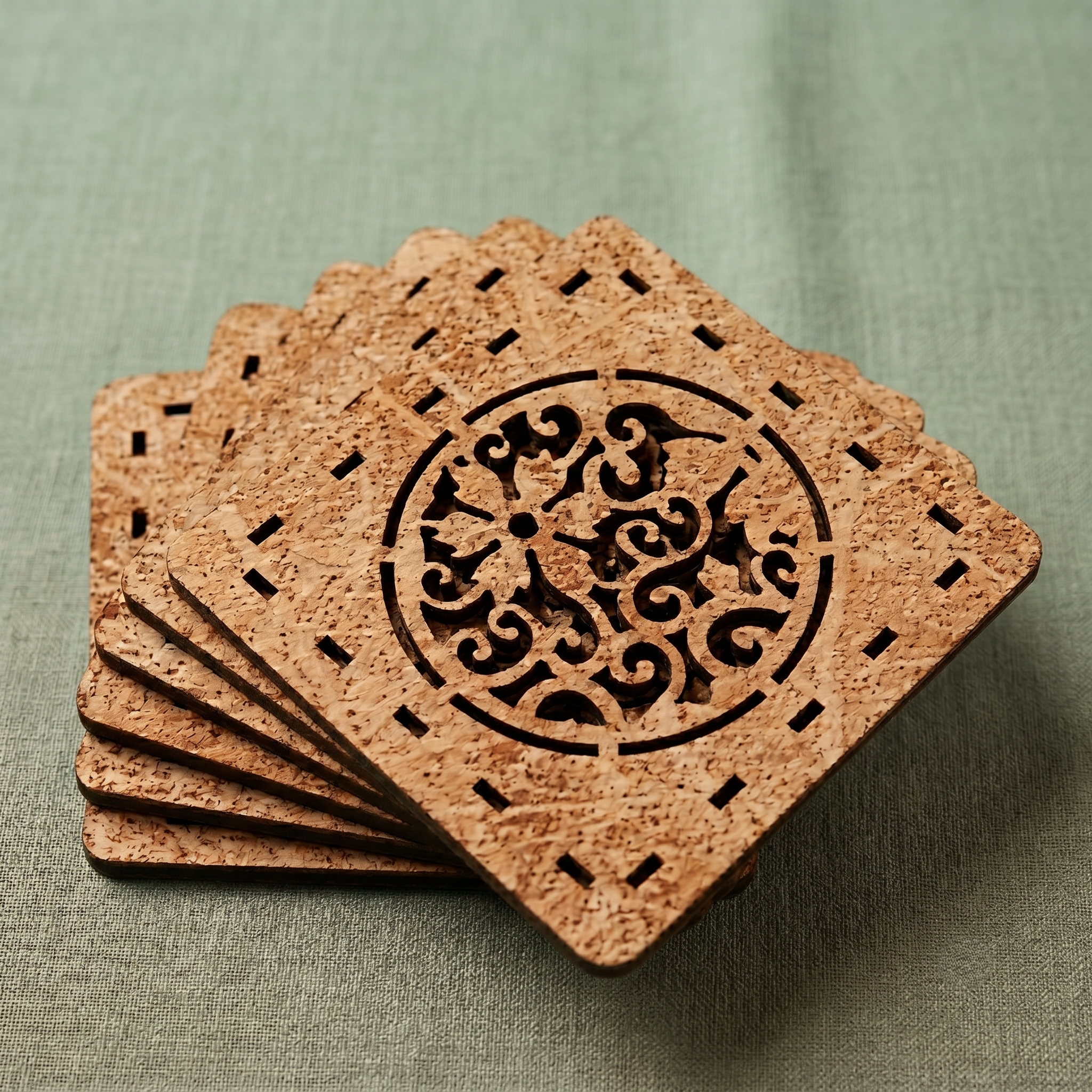 Bhavya Grungy Flower MDF 6pieces Coasters Set