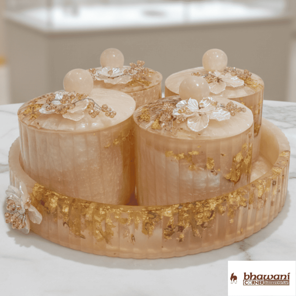 PEACH N PEARL – RESIN AIRTIGHT JAR SET