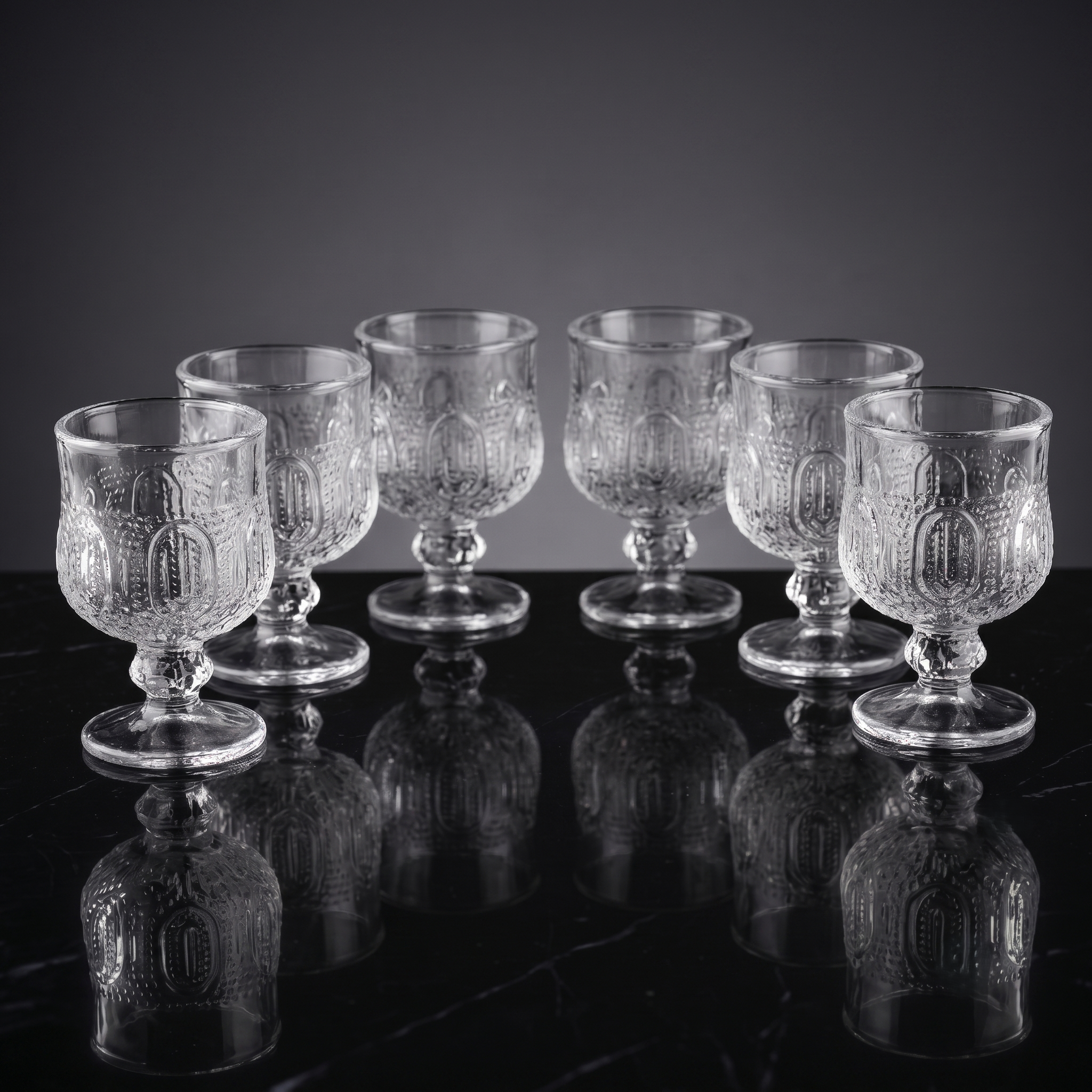 Royal Heritage Embossed Shots Appetizer Glass(Set of 6 pieces)