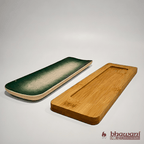Small Green Ceramic Tray on the Wood Stool