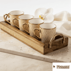 THE MIDAS TOUCH – MANGO WOOD TRAY WITH GOLD MUG SET