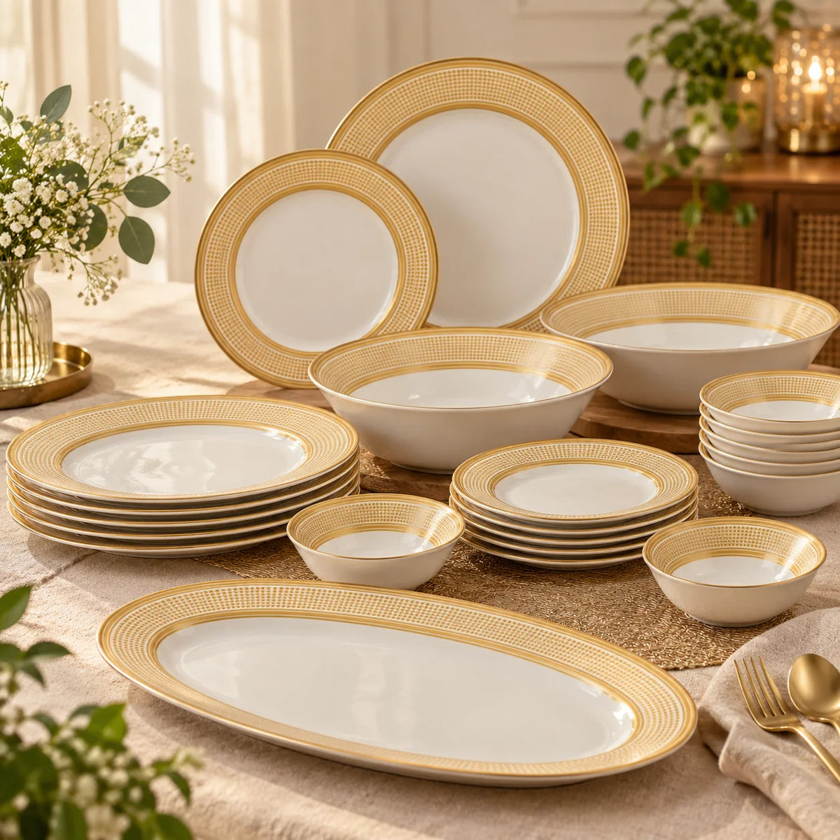Dankotuwa Menuna Gold 21 Pieces Dinner Set