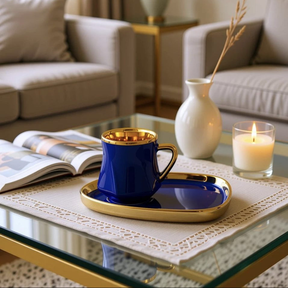 The Royal Blue Cup and Snack Saucer Set