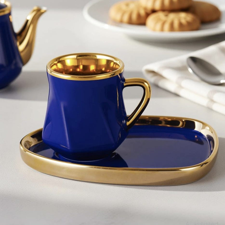 The Royal Blue Cup and Snack Saucer Set